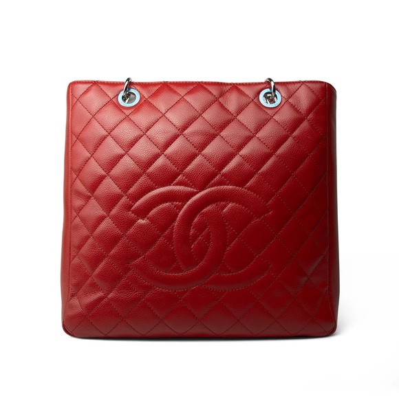 RARE!!! CHANEL PST XL RED QUILTED CAVIAR - Picture 3 of 16